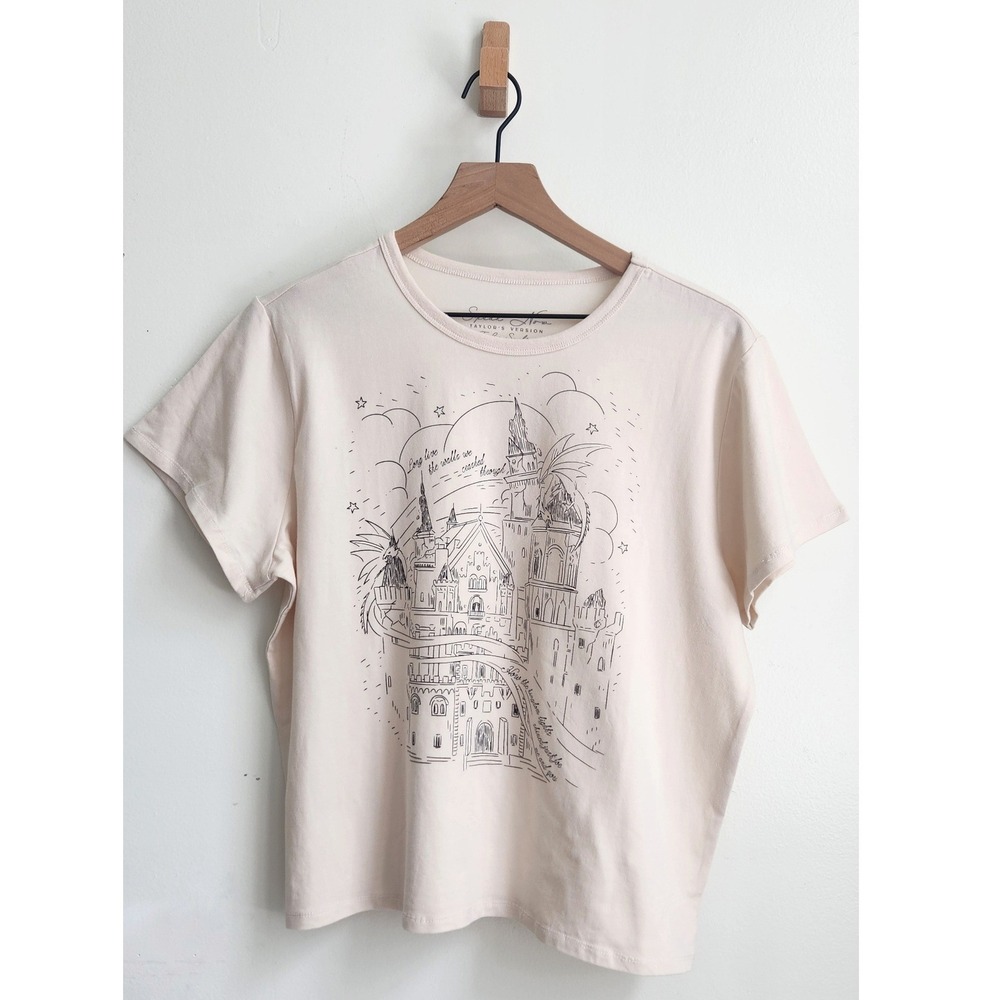 Taylor Swift Version Speak Now Concert T-Shirt Women 3XL Cream Castle Tee Boho
